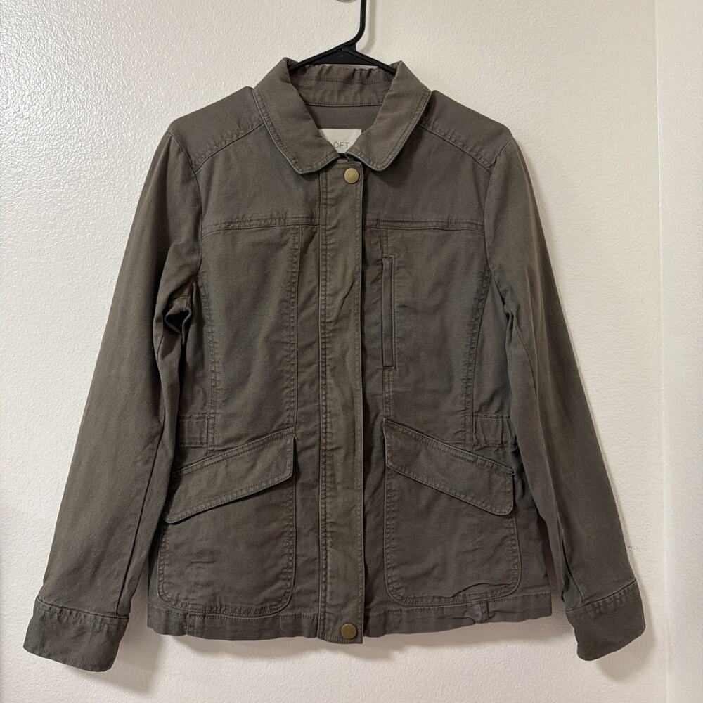 Loft Army Green Jacket Women’s Medium Long Sleeve Military Style Casual Top
